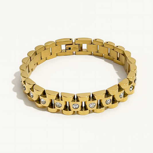 Gold Diamond Watchband Bracelet